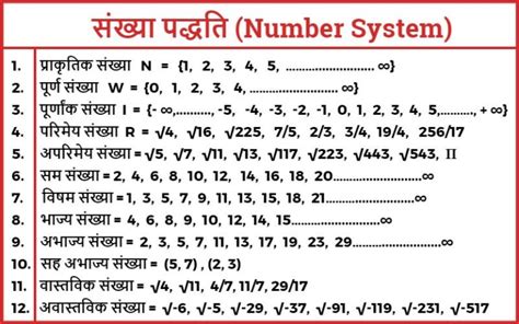 संख्या पद्धति किसे कहते हैं, संख्या पद्धति के .